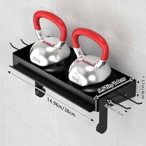 YIGII Wall Mount Paper Towel Holder with Phone Stand, Garage Papertowel Holder with Shelf and 4 Extended Hooks, Heavy Duty Stainless Steel Paper Towel Rack for Garage & Tool Room, Black - color: Black