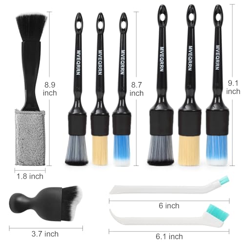 10Pcs Car Detailing Brush Set,Boars Hair Car Cleaning Detail Brush kit,Ultra Soft No Scratch Car Dust Brush,Car Interior Detailing Brushes Kit,Detail Brushes Car Detailing for Interior Exterior(black) - color: 10pcs detail brush set black