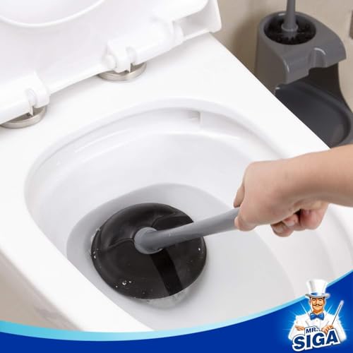 MR.SIGA Toilet Plunger and Bowl Brush Combo for Bathroom Cleaning, Gray, 2 Sets - color: Gray
