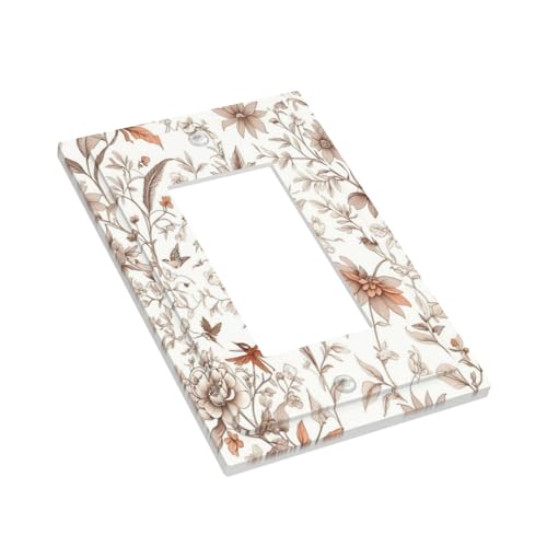 Light Switch Cover Plate Boho Floral Beige Flower And Leaf Botanical 1 Gang Outlet Covers Single Rocker Decorative Switch plates Electrical Wall Plates GFCI Receptacle for Bathroom Bedroom Decor - color: Boho Floral Beige Flower And Leaf Botanical, size: