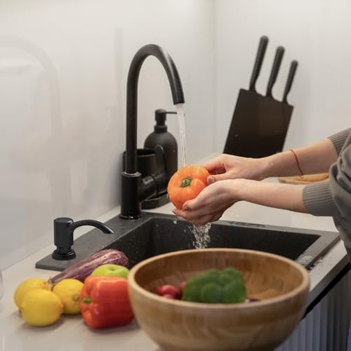SAMODRA Built-in Kitchen Sink Soap Dispenser with Extension Tube Kit - Matte Black Finish, Leak-Proof Design, No Top Refill Required (39" Tube) - color: Matte Black, style: 39" Tube