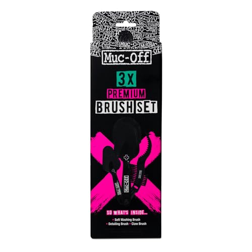 Muc-Off 220 3 Piece Premium Brush Kit - Includes 3 Bike Cleaning Brushes With Durable Nylon Bristles And Ergonomic Rubberised Handles To Minimise Impact - size: 3 Piece