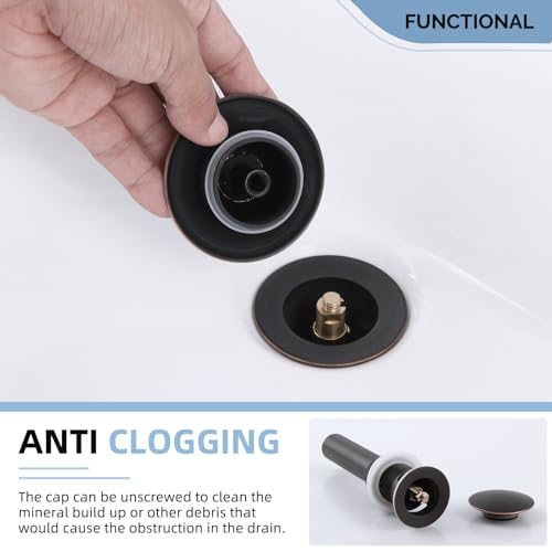 Angle Simple Bathroom Sink Drain with Overflow, Brass Pop Up Sink Stopper for Sink with 1.61 to 2 Inches Drain Hole, Oil-Rubbed Bronze - color: Oil-rubbed Bronze