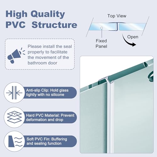 Frameless Shower Door Seal Set for 1/4 Inch Glass Doors - 2-Pack Bottom Seal and 2-Pack Side – Stop Shower Leaks and Create a Water Barrier (1/4” x 39”)