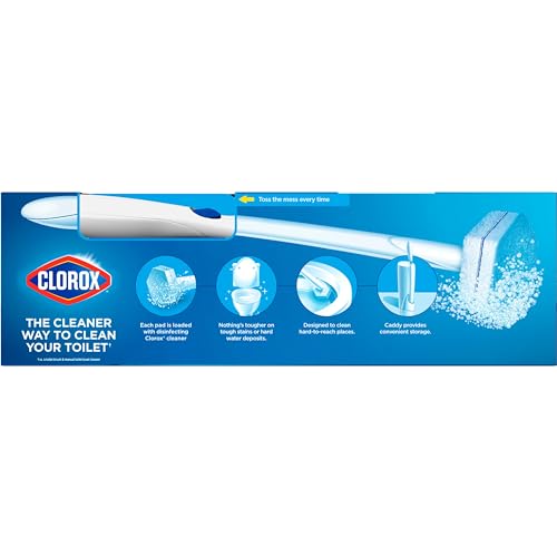 Clorox 03191CT Toilet Wand Disposable Toilet Cleaning Kit: Handle, Caddy & Refills, White (Case of 6) - size: 1 Count (Pack of 1)