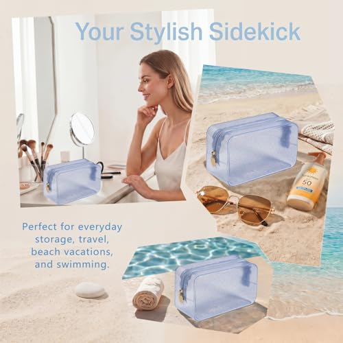RSRSLEII Stardust Twinkle Jelly Travel Makeup & Toiletry Bag, Waterproof PVC Cosmetic Bag/Case for Women，Zipper SPF Beach Bag for Sunscreen Skincare and Daily Essentials (08Silver) - color: 08Silver