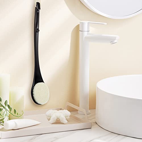 Body Back Scrubber – 17'' Long Handle Shower Brush, Durable Exfoliator for Dry & Wet Use, Deep Cleansing & Gentle Exfoliation for Smooth Skin – for Men, Women & Elderly (Black) - size: 17" Black
