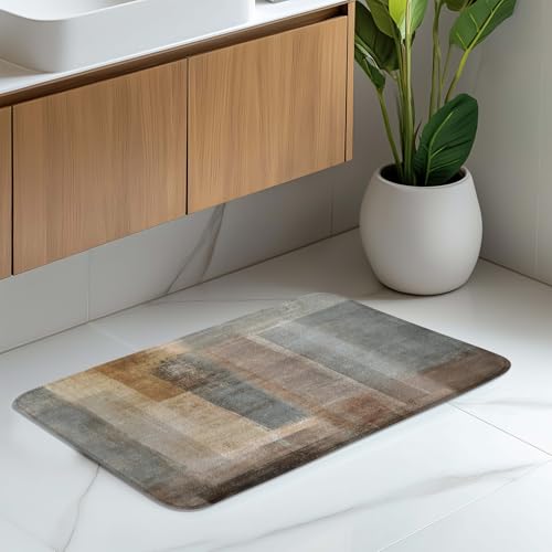 Brown Grey Rustic Abstract Vintage Farmhouse Bath Rug, Non-Slip Microfiber Soft Plush Modern Bathroom Mat Carpets Floor Mat for Bedroom Kitchen Bathroom Toilet 17x29 Inch - color: Grey