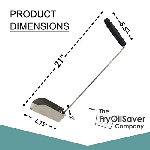 V-Shaped Deep Fryer Strainer Scoop – Frying, Scooper, Skimmer Spoon - Heat Resistant to 750F - Oil & Food Crumbs Strainer for Diner, Restaurant & Hotel by FryOilSaver Co. - style: Scoop