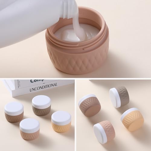Kuangre Travel Containers for Toiletries, Silicone Cream Jars BPA-Free, TSA Approved 3oz Travel Size Containers, Leak-proof Silicone Jars with Lid for Cosmetic Face Hand Body Cream (4 Pack) - color: Apricot, size: 3 Ounces
