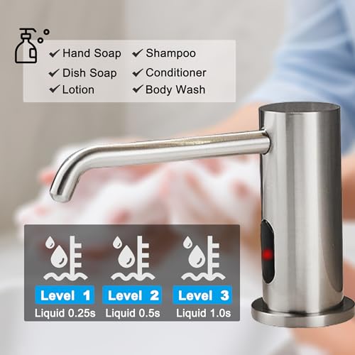 Automatic Soap Dispenser Touchless for Kitchen Bathroom Sink Built in Electric Soap Dispenser Infrared Sensors Liquid Commercial Dispenser with Bottle and Pump 33.81oz/1000ml (Brushed Nickel) - color: Liquid-brushed Nickel