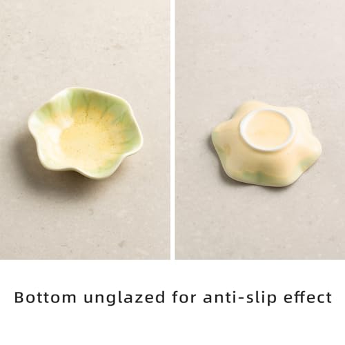 Ceramic Lotus Leaf Trinket Dish, Ring Holder for Jewelry | Keeps earrings, necklaces, keys, and keepsakes handy on vanities or nightstands, a sweet gift for moms, sisters, and friends - color: Sesame Gold