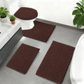 RUN HELIX Chenille Bath Rug Set 4 Piece with Toilet Lid Cover and Rug Set Combo, Soft Shaggy Bath Rug Set 3 Piece and U-Shaped Toilet Floor Rug Coffee - color: Brown, size: 1'8" x 2'8" (Square + oval + U-shape)