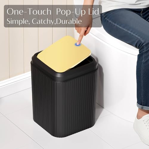 Bathroom Set, Black Bathroom Set Black and Gold Bathroom Accessories Set with Trash Can, 3PCS Soap Dispenser Bathroom Sets - size: Bath Set with Press-Top Trash Can, style: Black