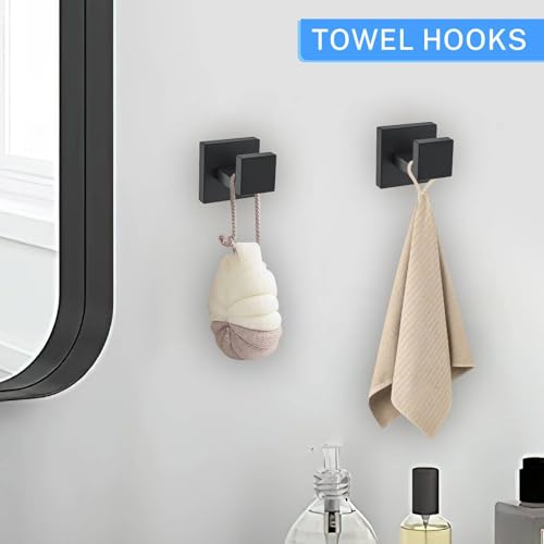 10-Piece Matte Black Bathroom Hardware Accessories Set Black Towel Bar Set Towel Holder Set Stainless Steel Wall-Mounted Towel Rack Set for Bathroom,23.6 Inch Towel Bar - color: 10 Pcs Matte Black