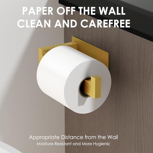 Auxmir Adhesive Toilet Paper Holder, No Drilling Toilet Roll Holder Wall Mount, Premium Thicken SUS304 Stainless Steel, Rustproof Toilet Tissue Holder for Bathroom Kitchen Washroom RV, Gold - color: Toilet Paper Holder-gold