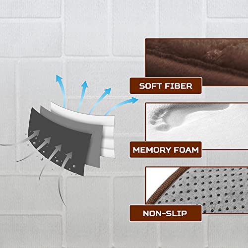5 Piece Bathroom Rugs Set - Soft Non Slip Memory Foam Large Mats - Perfect Combination of Luxury and Comfort (Brown/Line Design, 5 Piece Set) - color: Brown/ Line Design