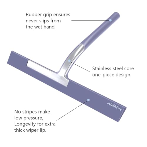 Bathroom Squeegee for Shower, Richmirth 11" Large Shower Squeegee for Glass Doors Silicone Rubber Blade Squeegee Cleaner Tool for Window, Car Glass, Mirror- Blue - color: Blue, size: 11 Inches