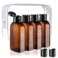 Cosywell Travel Bottles for Toiletries 4pcs 3.4oz Travel Shampoo and Conditioner Bottles TSA Approved Travel Size Containers Leak Proof Small Plastic Squeeze Bottles with Flip Cap - color: B-3.4oz-Brown-3label1blank