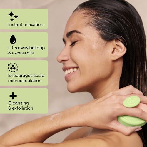 Silicone Scalp Scrubber for Dandruff – Serum, Balm, & Hair Oil Applicator – Scalp Massager Hair Growth for Men, Women – Shampoo Massager Brush or Head Scratcher – Alternative to Shower Comb (Green) - color: Green
