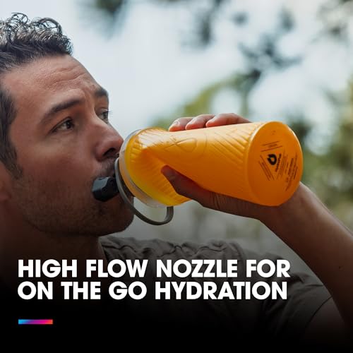 HydraPak Flux - Collapsible Backpacking Water Bottle (750ml, 1L, 1.5L) - BPA Free, Ultra Light, Spill-Proof Twist Cap - color: Mammoth Grey, style: 1L/32oz