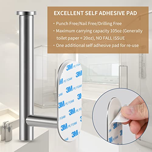 LAYUKI Toilet Paper Holder,Adhesive,Matt Black,Wall Mount,Toilet Paper Roll Holder,no Drilling,Bathroom/Rv/Washroom, SUS 304 Stainless Steel, Rustproof (Black, 1 Piece) - color: Siler, size: 1 Piece
