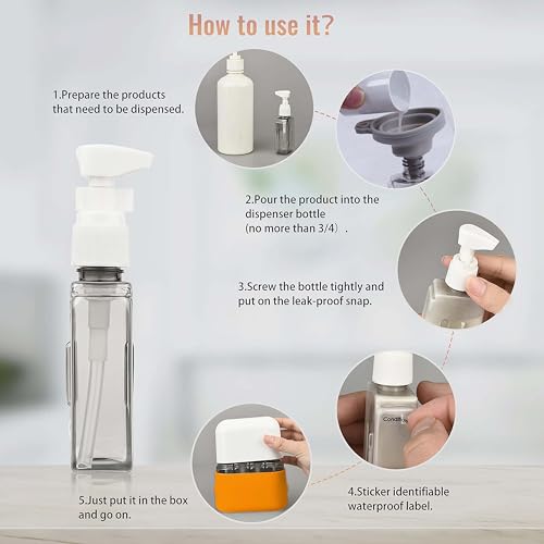 Bpluma Travel Bottles, Leak Proof Containers For Toiletries TSA Approved Airplane Accessories Kits For Liquid With Labels - color: Pack of 4 - Orange