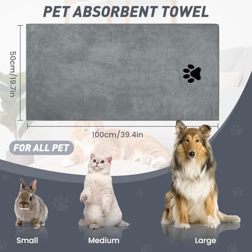 Pet Shower & Bath Supplies，Dog Shampoo Brush Set with Towel, Washing Gloves,Comb for Dogs and Cats (Grey) - color: grey, size: M