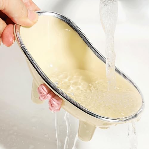 5.5" Soap Dish, Mini Bathtub Shape Soap Holder Container for Desktop Shower, Makeup Beauty Blender Organizer for Bathroom Decor