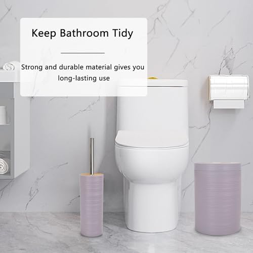 CERBIOR Bathroom Accessories Set 6 Piece Bamboo Bath Ensemble Includes Soap Dispenser, Toothbrush Holder, Toothbrush Cup, Soap Dish for Decorative Countertop and Housewarming Gift, Sriral Purple - style: Purple