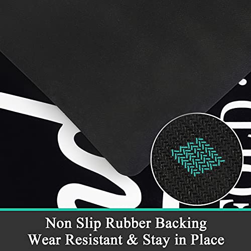 Pauwer Laundry Room Rug Runner 20"x48" Waterproof Rubber Laundry Mat Non Slip Kitchen Mats for Floor Washable Floor Mat Runner Rug for Farmhouse Mudroom Washroom Bathroom Decor - color: Black a, size: 1'8" x 4'