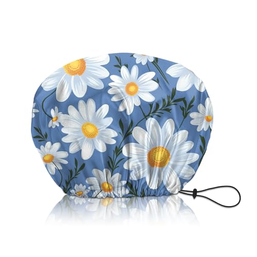 Shower Cap Adjustable Waterproof Double Layer Elastic Reusable Hair Bath Cap Cute Aesthetic for Women Girls-Chrysanthemum - color: R4-Chrysanthemum
