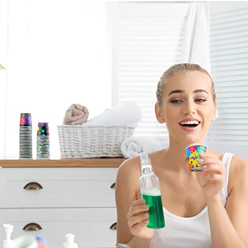 Tiamon 500 Pack 2 oz Paper Cups, Mini Mouthwash Disposable Bathroom Small Paper Drinking Espresso Cups for Home Office Travel Picnic Party Supplies(Artist Paint) - style: Artist Paint