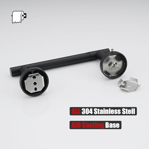 JQK Black Toilet Paper Holder, Double Post Pivoting Tissue Holder Wall Mount, 304 Stainless Steel Hold Mega Rolls, TPH150-PB - color: Matte Black
