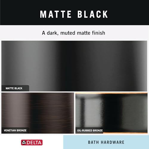 Delta 4-Piece Matte Black Bathroom Set Towel Rack, Ring, Toilet Paper Holder, Hook | Nicoli Bath Accessories - color: Matte Black