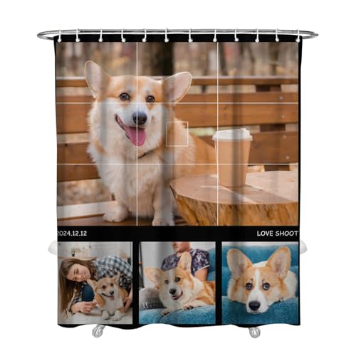 Personalized Shower Curtain Set Custom Photo Shower Curtains Modern Minimalist Home Bathroom Curtain Decor with 12 Hooks 72 Inch Wide * 84 Inch High - color: 4 Photo-2, size: 72"W x 84"L (Pack of 1)