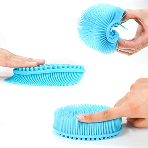 Silicone Body Scrubber Loofah - Set of 3 Soft Exfoliating Body Bath Shower Scrubber Loofah Brush for Sensitive Kids Women Men All Kinds of Skin(Black/Gray/Blue) - size: Colors: Black, Gray, Blue