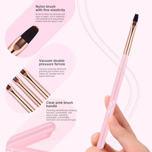 Nail Art Clean Up Brushes - 3Pcs Nail Art Brush Set with Flat/Oval/Fine Angled Gel Brush, Nail Extension Tool for Professional DIY Home Salon(Clear Pink) - color: Clear Pink