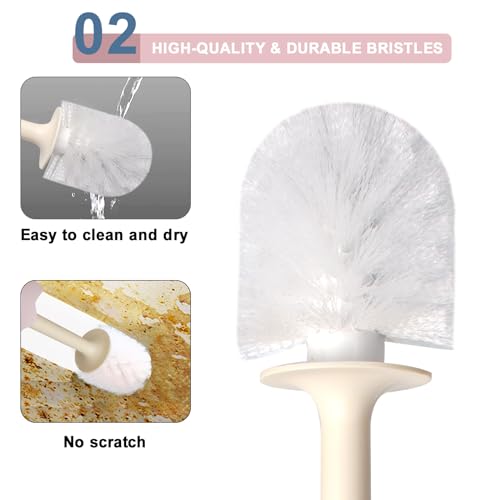 Dinosaur Shape Toilet Brush, Cute, Compact, 1-Pack, Pink, TPR Bristles - color: Pink