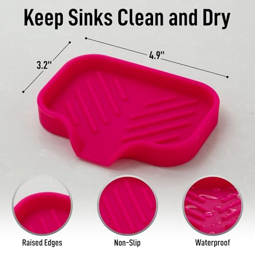 Zulay Kitchen Small Silicone Sponge Holder (4.9x3.3”) – Space-Saving Sink Organizer Tray for Sponge, Soap, Brush & More – Compact Non-Slip Dish for Kitchen & Bathroom (Dragon Fruit) - color: Dragon Fruit (Small), size: Small (4.9x3.3)