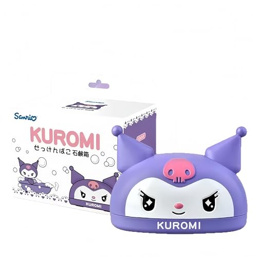 Kawaii Cute Soap Case Holder Container with Lid - Cute Soap Dish for Bathroom Accessories (Purple kuruo) - color: Purple Kuruo