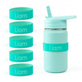 Mabel’s Labels Personalized Two-Tone Engraved Silicone Name Bands – Reusable Dishwasher-Safe Name Bands for Water Bottles, Sippy Cups & Drinkware (Teal & Light Green, 5 Pack) - color: Teal, size: 5 Count (Pack of 1)