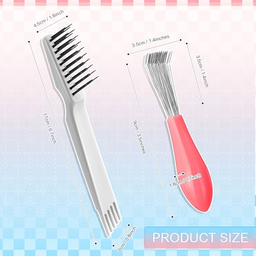 Boao 2 Pcs Hair Brush Cleaning Tool Set,2-in-1 Double Headed Hair Brush Comb,Metal Toothed Cleaner Dirt Remover, Portable Hairbrush Cleaner Tool for Removing Dust Home Salon Use(Pink and Gray) - color: null