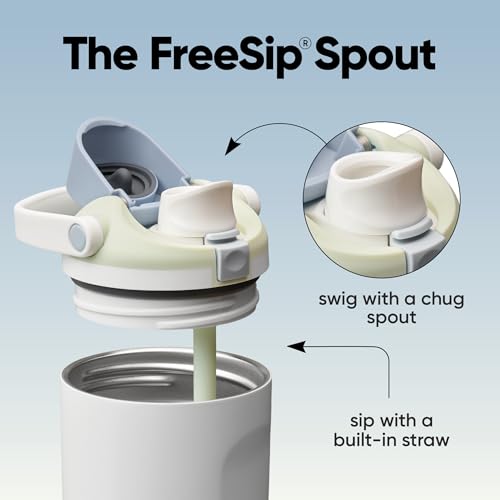 Owala FreeSip Sway Insulated Stainless Steel Water Bottle with Two-Way Spout, Built-In Straw and Bucket Handle, Made for Travel, School, and Sports, 30oz, BPA Free, Leak Proof, Iced Breeze - color: Iced Breeze, size: 30 Ounces