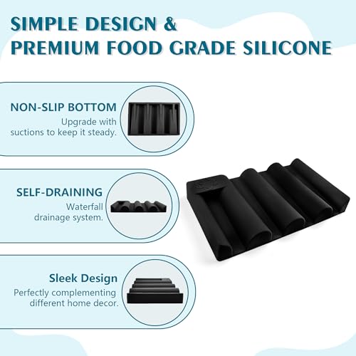 Silicone Soap Dish,Self Draining Soap Holder Perfect for Shower,Bathroom Sink,Kitchen Sink & Travel,Non-Slip Bar Soap Holder Extend Soap Life,Keep Soap Bars Dry & Easy Cleaning Black-1Pcs - color: Black-1pcs
