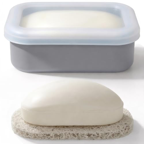 AIMAIAIMAI Compact Leakproof Travel Soap Case, Silicone Travel Soap Container, Portable Soap Box with Drainage Layer, Shatterproof Soap Holder for Bathroom, Gym (Gray) - color: Gray