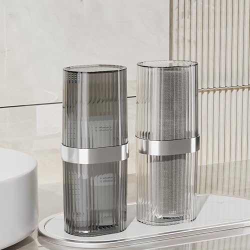 Travel Toothbrush Cup Case, Toothbrush Travel Container Portable Travel Toothbrush Holder Toothpaste Storage for School Camping Business Trip Bathroom (Grey) - color: Grey