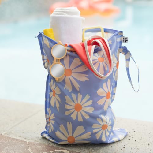 Tiny Twinkle Mess Proof Wet Bags | 2-Pack Reusable Waterproof Wet Bags for Swimsuits | Baby Clothes | Travel & Diaper Bag (Daisies,Playful) - color: Daisies,Playful, size: 2 Pack