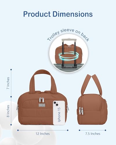 TOPDesign Travel Toiletry Bag for Women, Puffer Large Toiletry Bag, Lightweight Cosmetic Makeup Organizer with Handle for Traveling, Accessories, Essentials, Toiletries (Brown) - color: Brown