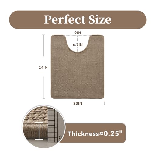 MontVoo Toilet Rugs U-Shaped, Ultra Thin Non Slip Contour Bathroom Rugs,Rubber Backing Washable Contour Bath Rugs for Toilet Mat,20''x24'',Khaki - color: Khaki, size: 20"x24"